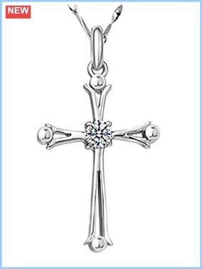 Sterling Silver Cross Pendant Necklace 925 Cubic Zirconia